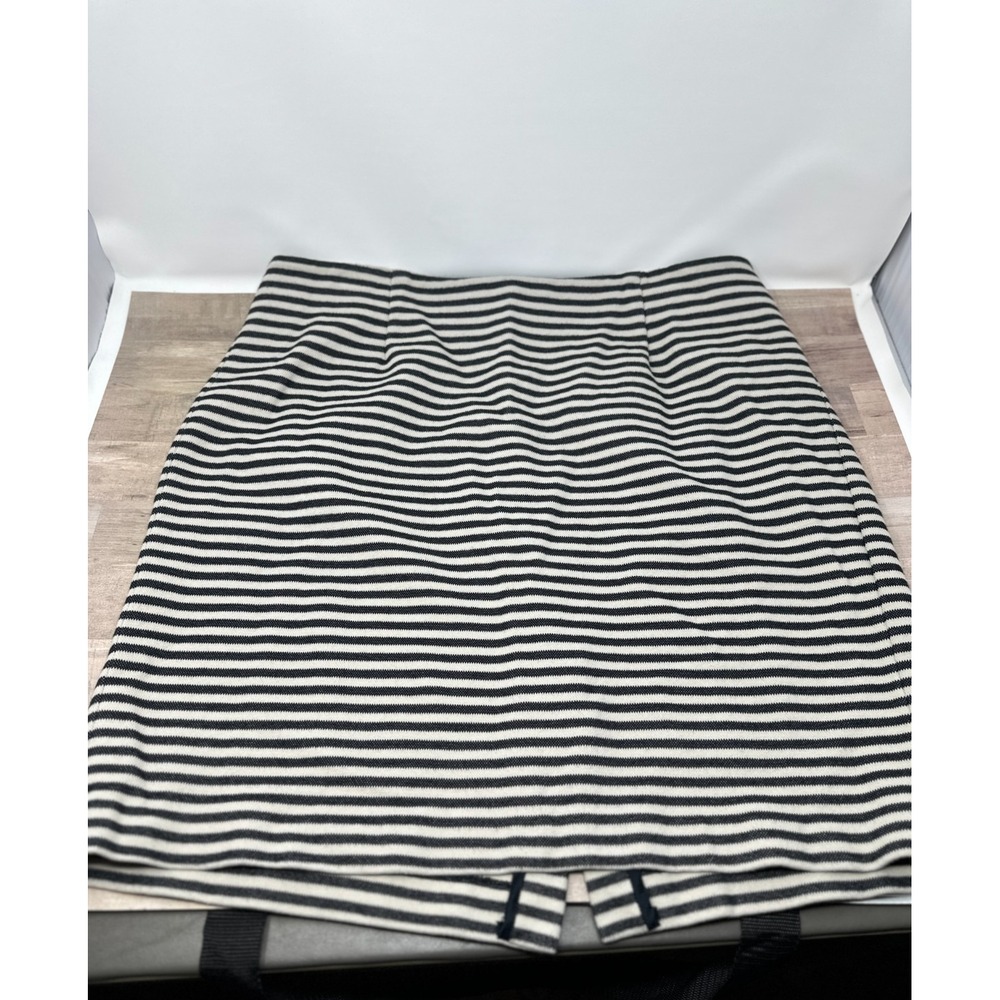 Talbots Skirt Women's 18W Black-White Stripe Knit Pencil Side Elastic Stretch